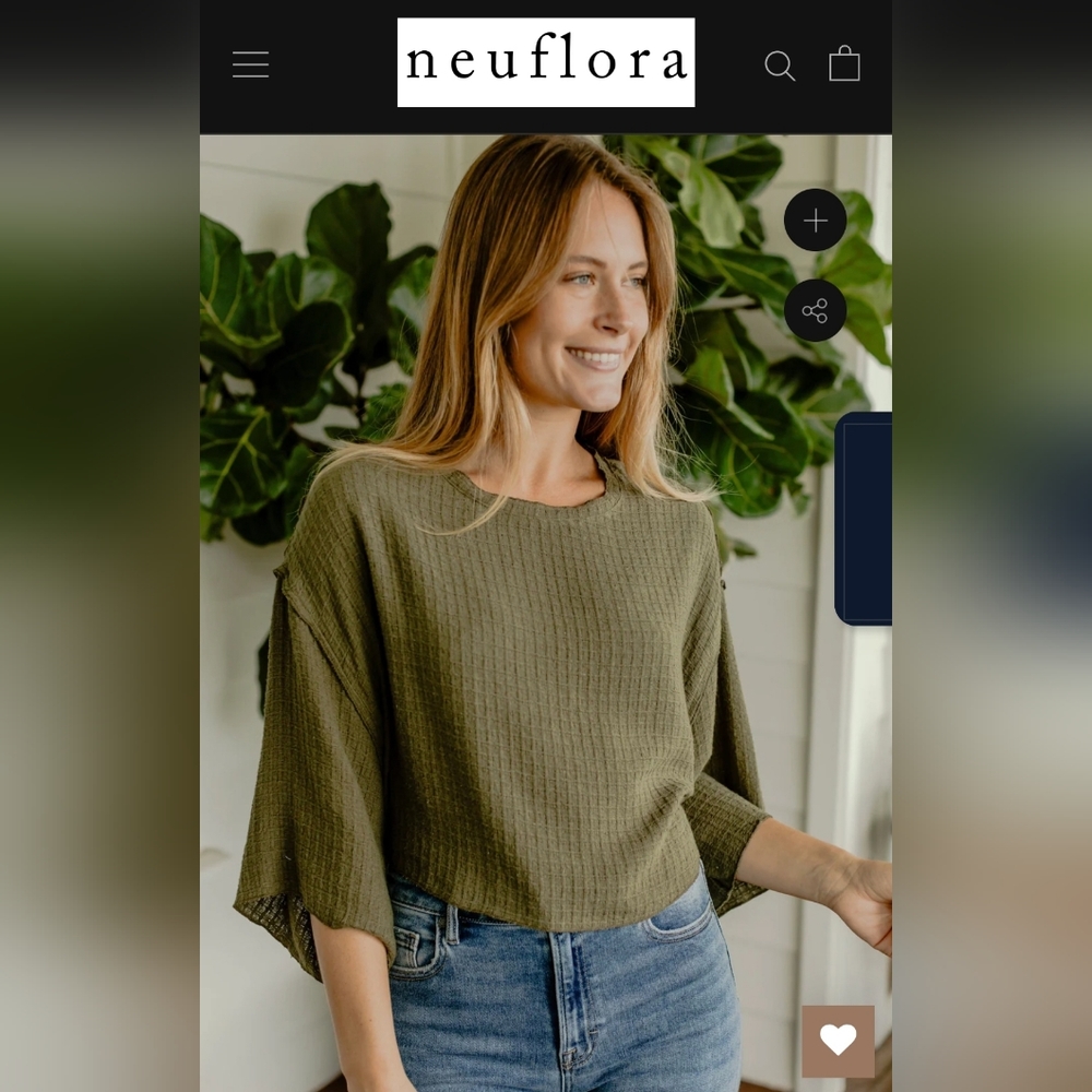 Neuflora Elbridge Olive Top Size Large